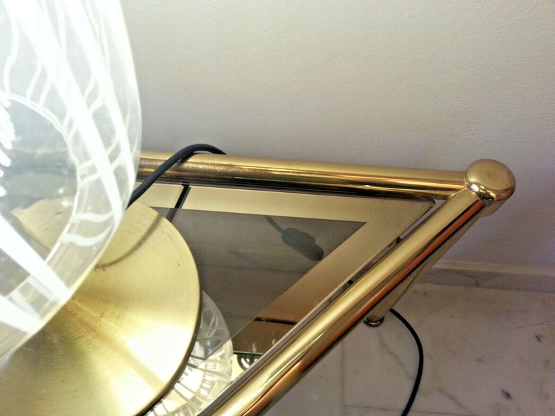 Rare Mcm Italian Triangular 1970s Brass and Glass Coffee Table