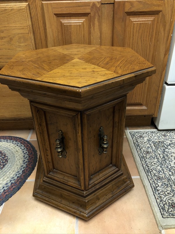 BARKER BROs Table VINTAGE FINE FURNITURE Hexagon End Cabinet 20x17x21 Wood
