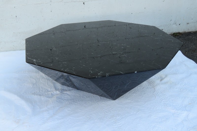 Mid Century Modern Style Octagonal Geometric Marbleized Coffee Table 3439 gallery