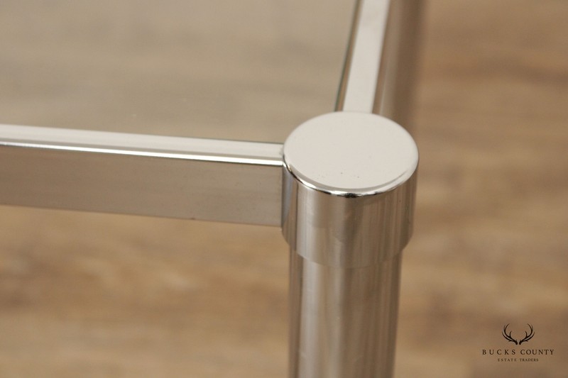 Post Modern Chrome and Glass Side Table gallery