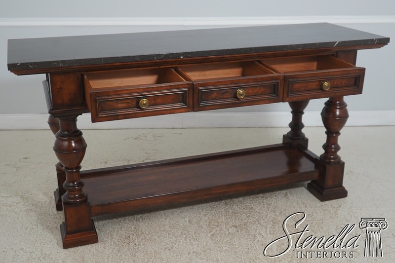 72314: HENREDON 3 Drawer 2 Tier Marble Top Console Table gallery