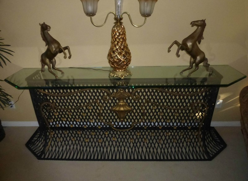 Vintage Designer Custom Hand Made Iron Entry Console Table Spanish Style gallery