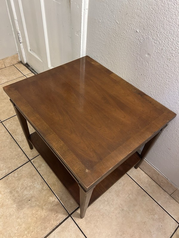 Vintage Lane 1960s Mid Century Modern Walnut Wood 2-Tier End Table A gallery