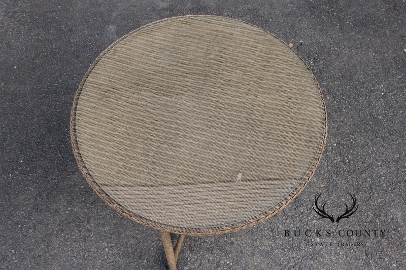 Lloyd Loom Round Glass Top Wicker Patio Table gallery