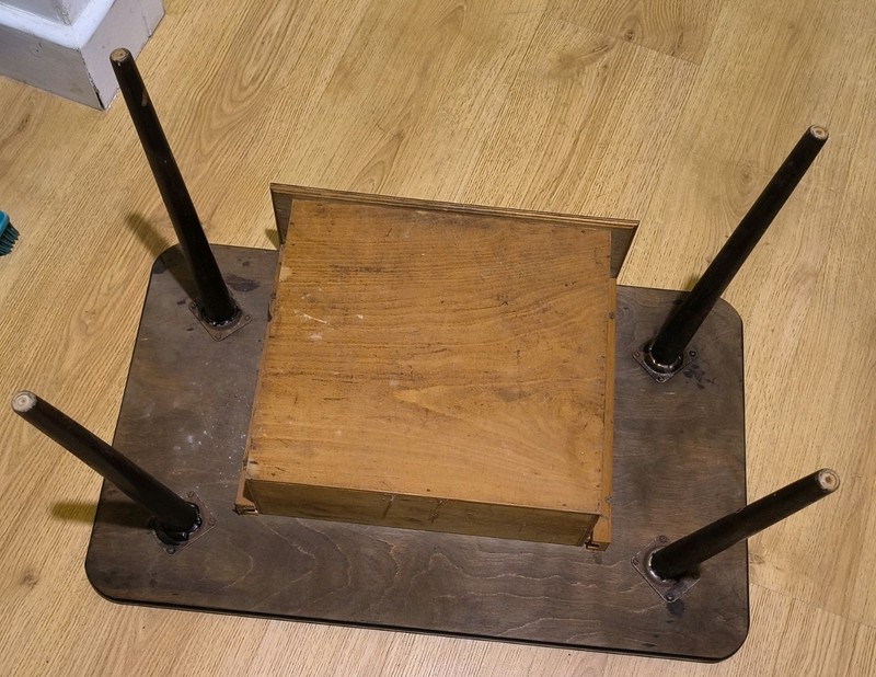 Vintage Coffee Table With Drawer + Dansette Style Legs Mid Century Veneer gallery