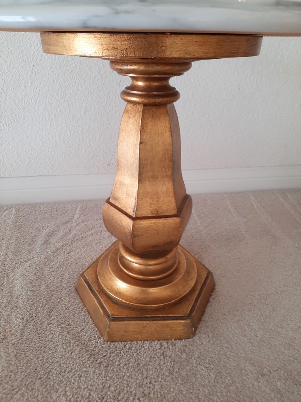 Vintage Gold White Marble Side Table **LOCAL PICKUP SAN DIEGO ONLY** gallery