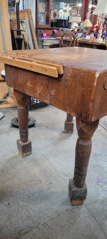 1890s Primitive Antique Butcher Block Table 30xw 29deep X 32 Tall gallery