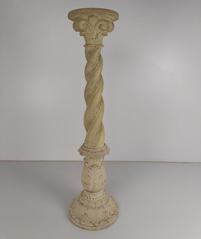 Large Column Pedestal White Marble look Resin Signed Guelfi Ornate plant stand G gallery