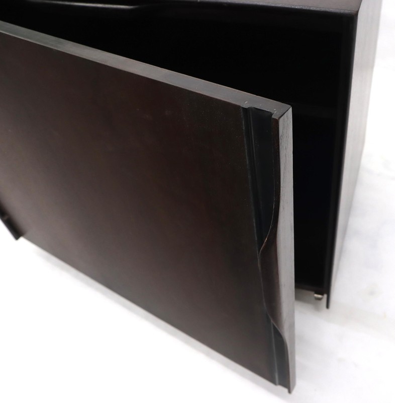 Mid-Century Modern Cube Shape Compact Liquor Cabinet End Table Espresso Finish gallery