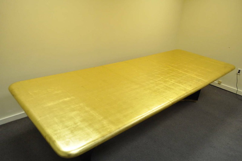 Art Deco Maison Jansen Style Custom Gold Leaf Extension Dining Conference Table gallery