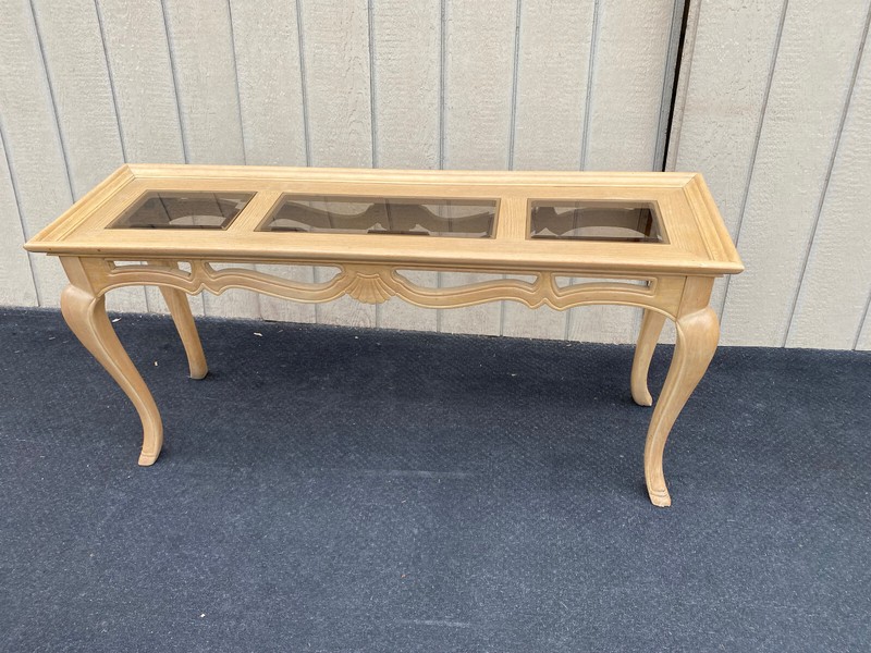 64557 Romantic Shabby Modern Console Hall Table Stand Glass Inserts gallery