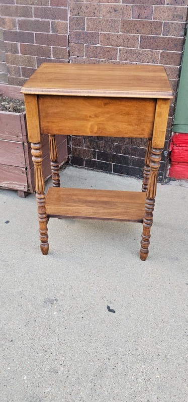 Primitive country antique end side accent night stand 2 tier table with drawer gallery