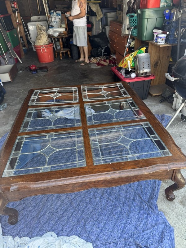 Antique Leaded Glass Coffee Table gallery