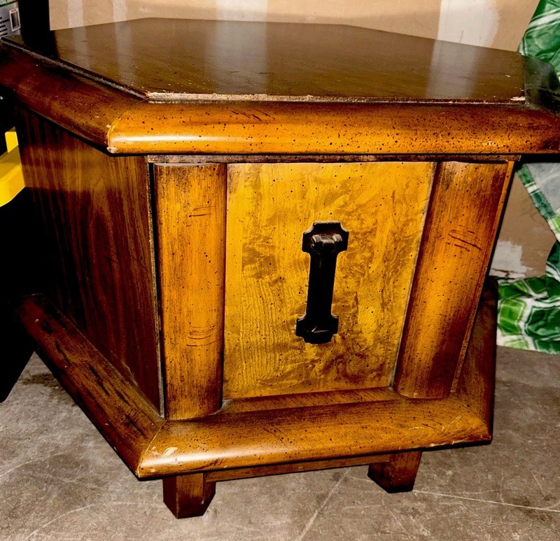 Mid- Century, 1960s–1970s. Hexagonal Storage End Table