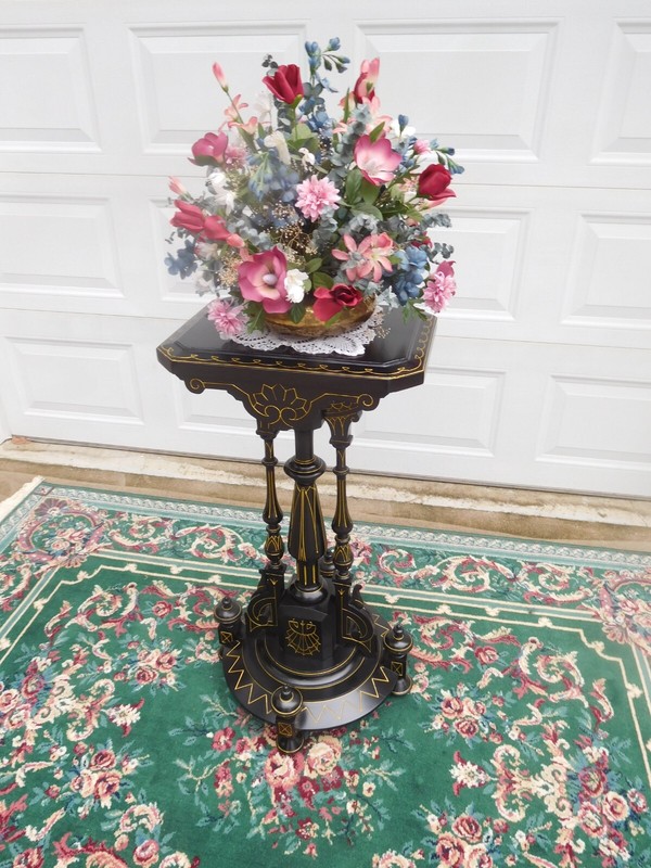 OUTSTANDING VICTORIAN RENAISSANCE EBONIZED PEDESTAL gallery