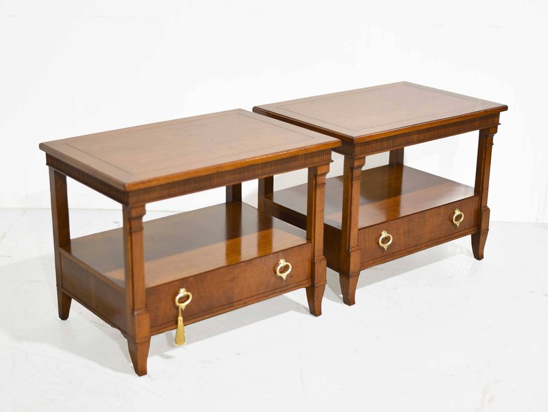 Mid Century Transitional Side Tables by Baker Furniture- A Pair gallery