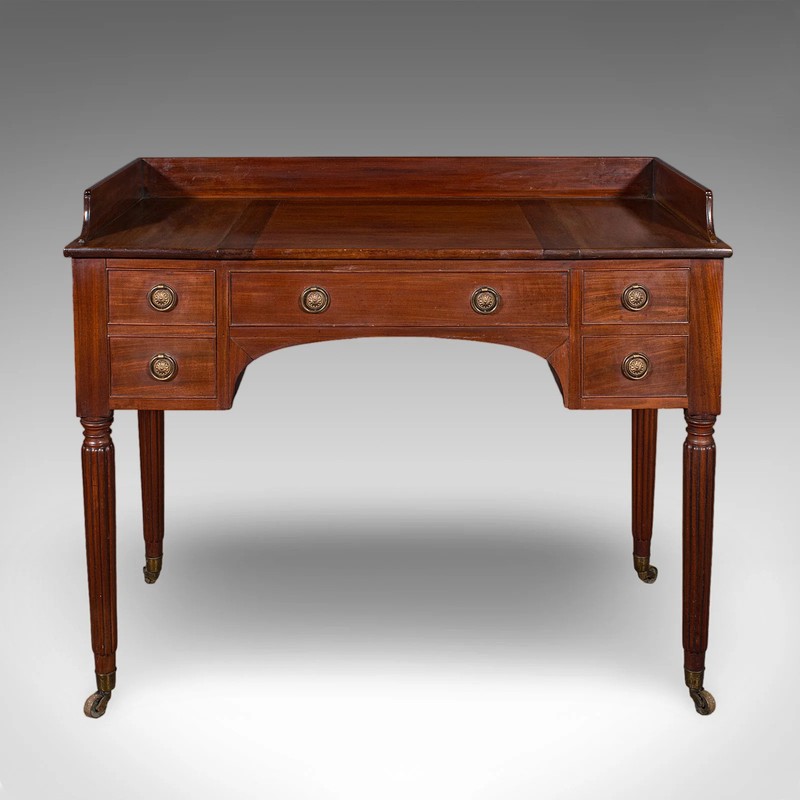 Antique Writing Table, English, Kneehole Desk, Home Office, Study, Regency, 1820 gallery