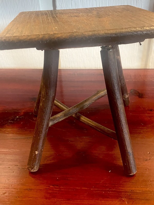 Antique Adirondack Miniature Wood Table 6” Square X 6” Tall