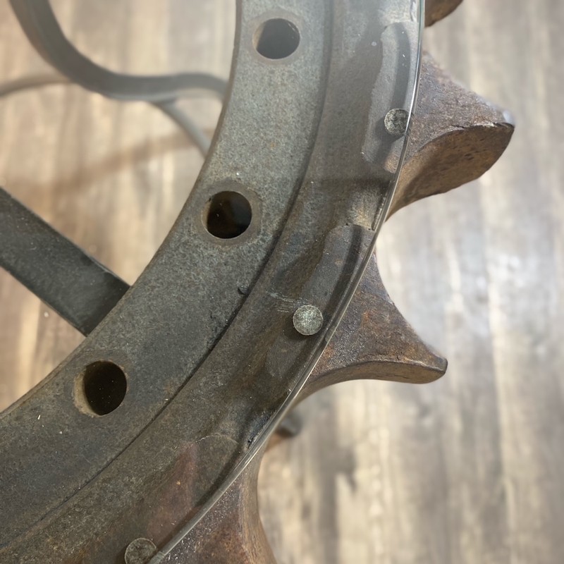 Antique Industrial Coffee Table – Mill Gear Sprocket Design 27 Inch gallery