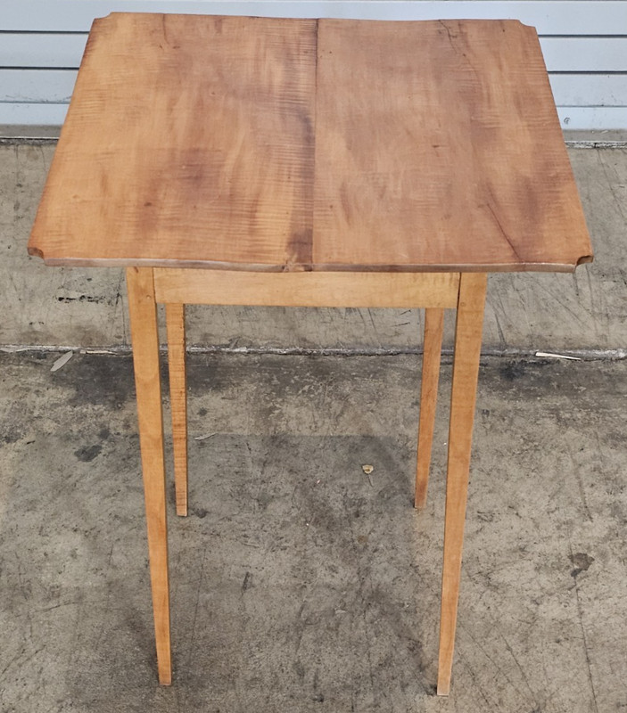 Antique Tiger Maple Federal Style Single Drawer Occasional Table Bench Made gallery