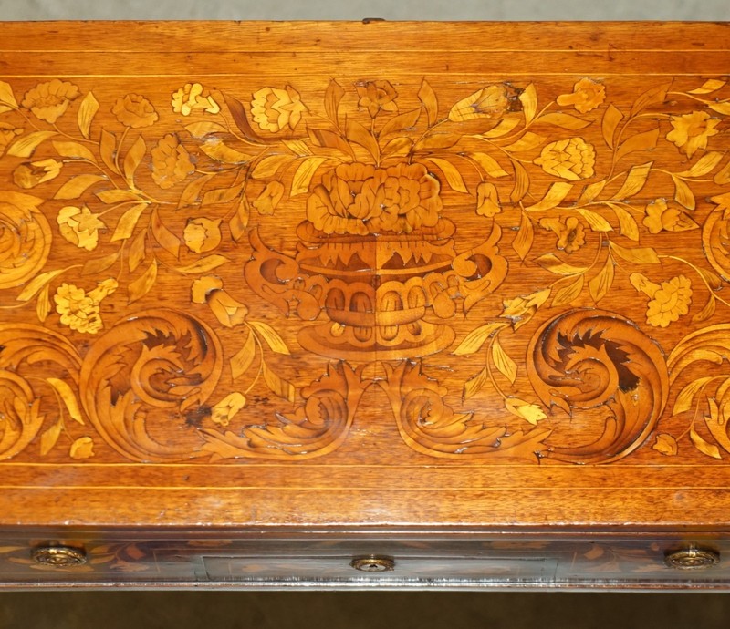 FULLY RESTORED CIRCA 1800 DUTCH MARQUETRY INLAID CHESS POKER GAMES CARDS TABLE gallery