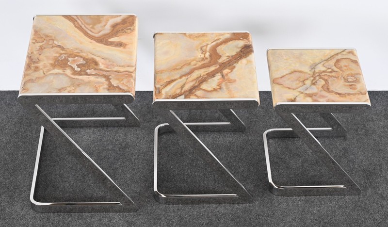 Brueton Onyx and Stainless Steel Nesting Tables, 1980s gallery