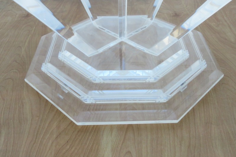 Mid Century Modern Lucite Acrylic Octagon Glass Top Coffee Table 1900 gallery