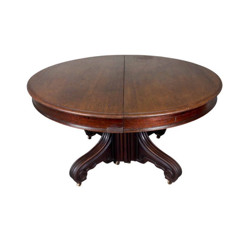 Antique Victorian Black Walnut Banquet Dining Table – Extends to 14 Feet! #22619 gallery