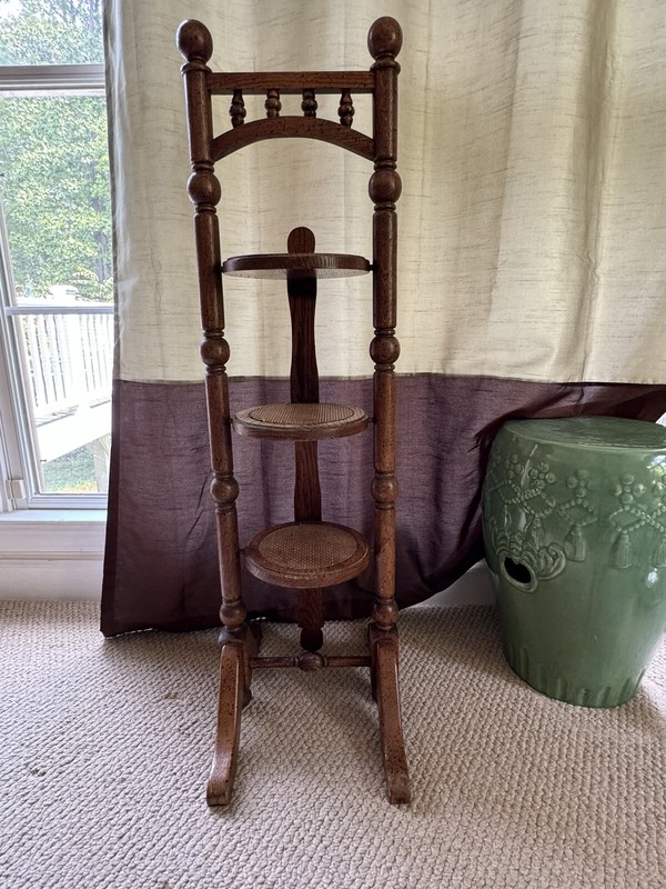 Three Tier English Pie Stand with Barley Twist Legs and, Foldable