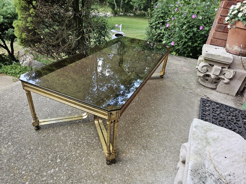 VINTAGE MID-CENTURY MODERN COFFEE TABLE HOLLYWOOD REGENCY GILDED METAL CONSOLE gallery