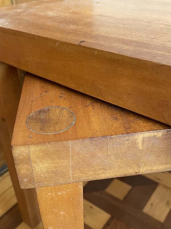 2 Vintage Butcher Block Stacking Side End Tables Hand Crafted Weathered Rustic gallery