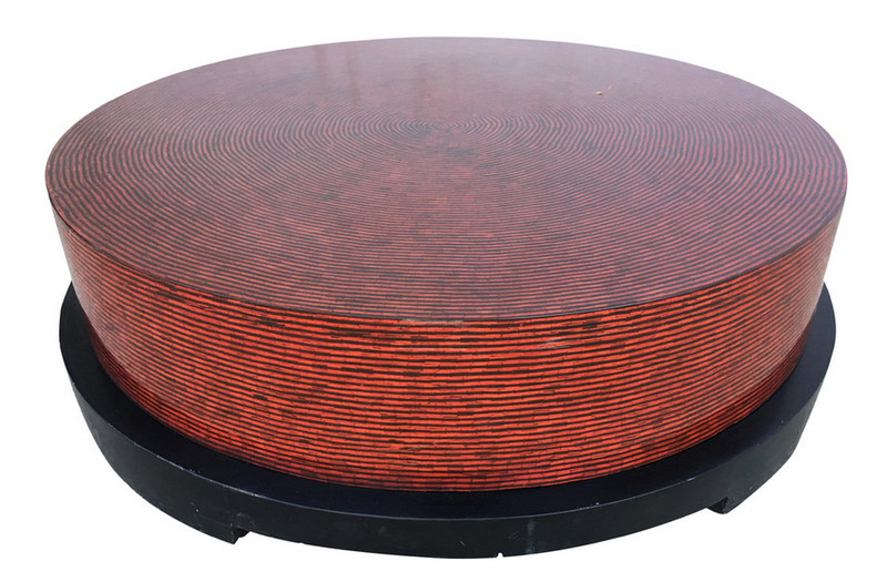 Two-Tone Cubist Style Round Coffee Table