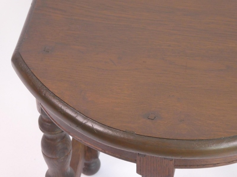 Antique Wooden Bobbin Half Moon Side Table, Carved Plant Stand Table, Farmhouse gallery