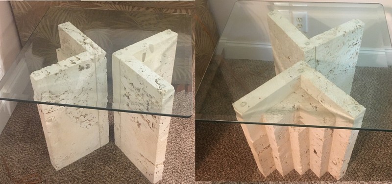 Rare Vintage Florida Keys Coral Side Tables (2) Coquina Modern 24″ x 24″ inches