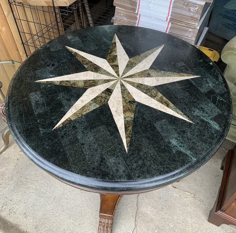 Butler Andorra Table Fossil Stone Star Inlay Round Paw Ft Pedestal Center Hall gallery