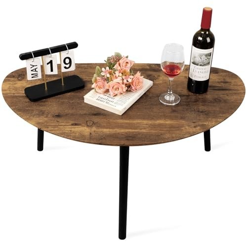 Mid Century Modern Small Oval Coffee Table - Espresso Wood, Rustic Farmhouse Acc gallery