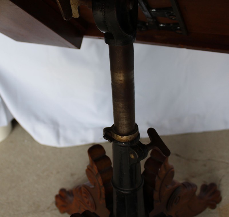 Antique Victorian Walnut Rotary, Adjustable, Sliding Top, Folding Table patented gallery