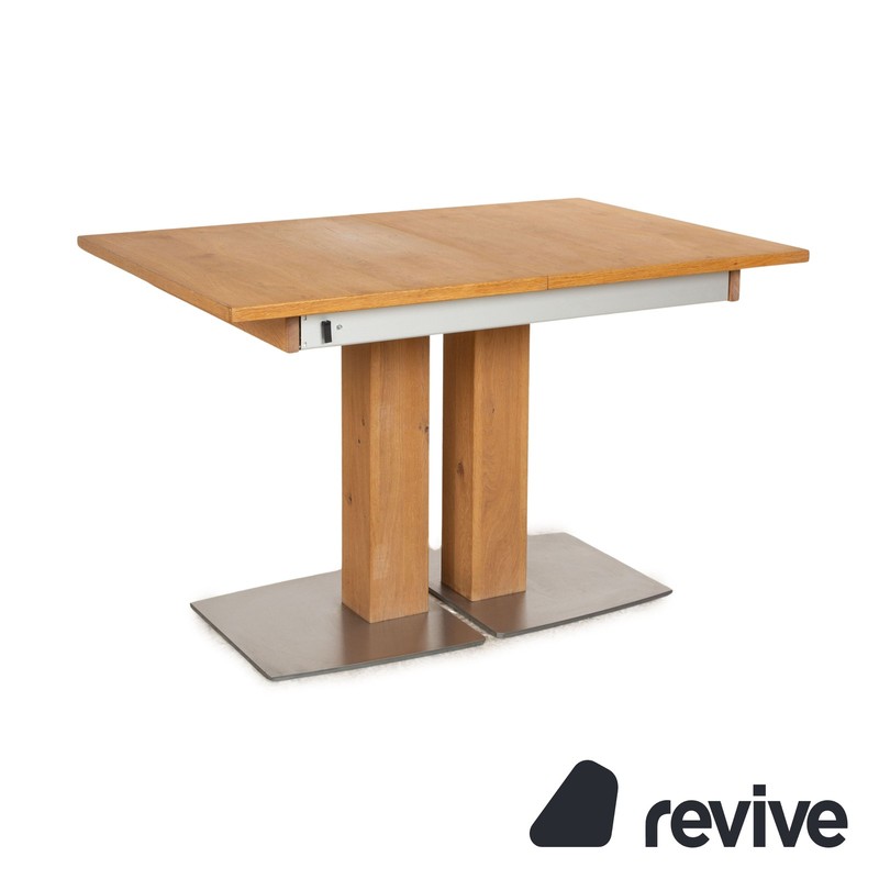 Venjakob Wood Dining Table Brown Manual Function Extendable Oak 120-165cm
