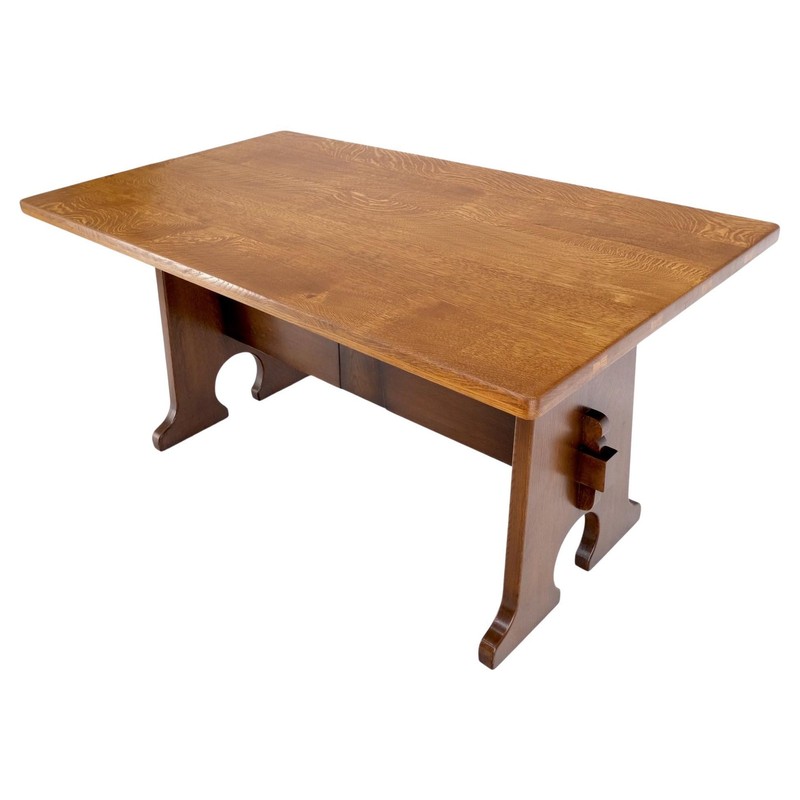 Arts & Crafts Solid Oak Library Dinign Table by L.& J.G. Stickley