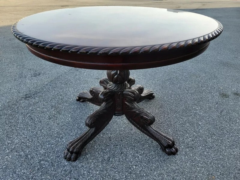 19th Century American Federal Solid Mahogany Center Table (1830-1840) - Antique gallery