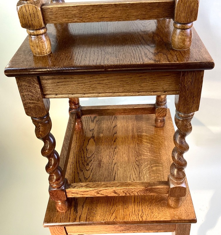 English Antique Oak Barley Twist Nesting Tables. Top Quality. Free Shipping . gallery