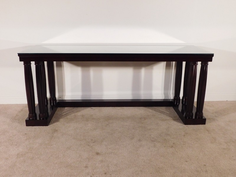 MONUMENTAL Custom Palladian Style Baker Java Finish Foyer Entrance Console Table