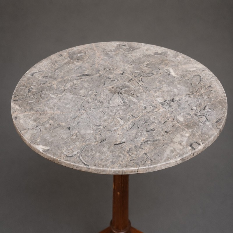 19th Century English Mahogany Base and Marble Top Tripod Table gallery