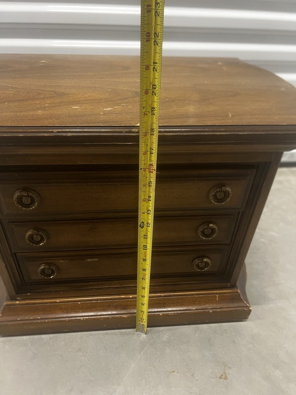 Brandt Side Table, Nightstand, Three Drawer Unique Rare Imperfections Free Ship gallery