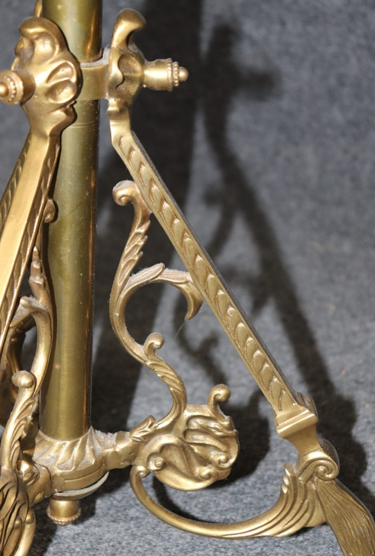 French Regency Marble Top & Bronze Occasional Paw Foot Adjustable Martini Table gallery