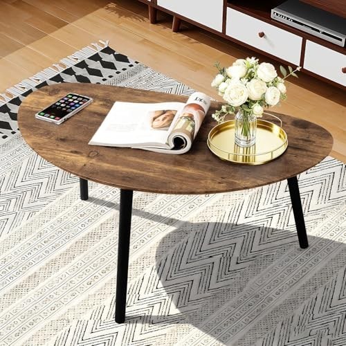 Mid Century Modern Small Oval Coffee Table - Espresso Wood, Rustic Farmhouse Acc gallery