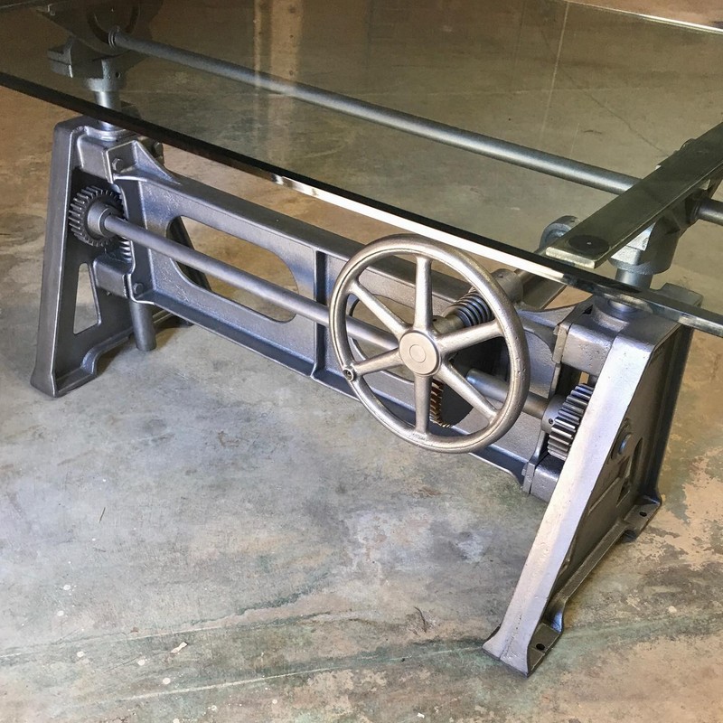 The Oakley Company Cast Iron Crank Table Machine Base Dining Table gallery