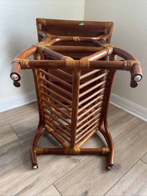 Leaders Coastal Boho Bamboo Rattan with Magazine Book Shelf French Country Table gallery