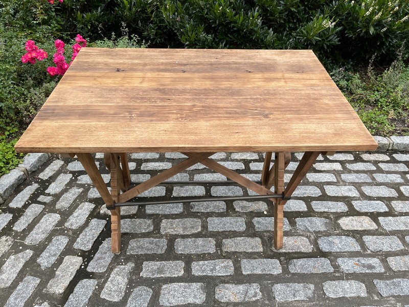 Adjustable Reclaimed Oak And Iron Drafting Table