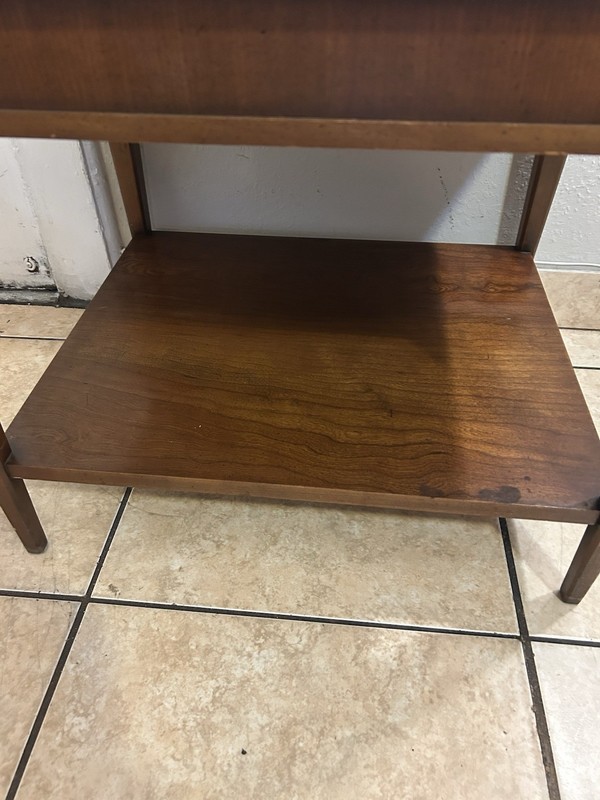 Vintage Lane 1960s Mid Century Modern Walnut Wood 2-Tier End Table A gallery